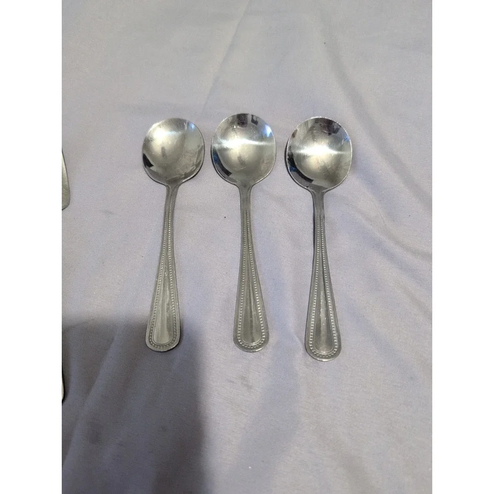 Vintage Superior Pebbles Silverplate Teaspoons Set of‎ 3 Hotel Flatware Beaded